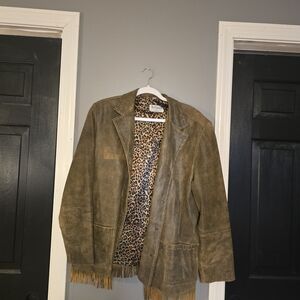Brown Leather Jacket with Fringe